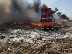 На городском полигоне ТКО продолжается локализация возгорания