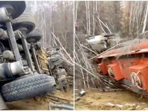 Бензовоз опрокинулся в Горном районе на автодороге «Вилюй»