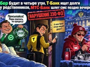 Сбер будит в четыре утра, Т-Банк ищет долги у родственников, МТС-Банк шлет смс поздно вечером