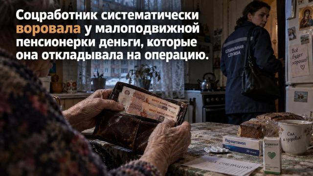 Соцработник систематически воровала у малоподвижной пенсионерки деньги, которые она откладывала на операцию