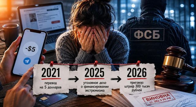 Перевод на 5 долларов в 2021 году обернулся в 2025 году уголовным делом о финансировании экстремизма и приговором в 2026 году