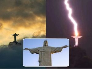 Молния ударила в знаменитую статую в Рио-де-Жанейро. Видео