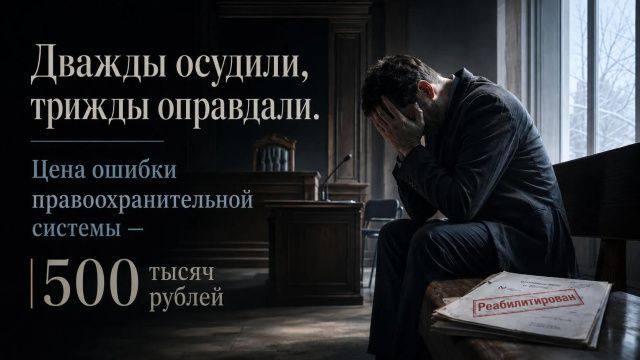 Дважды осудили, трижды оправдали. Цена ошибки правоохранительной системы — 500 тысяч рублей