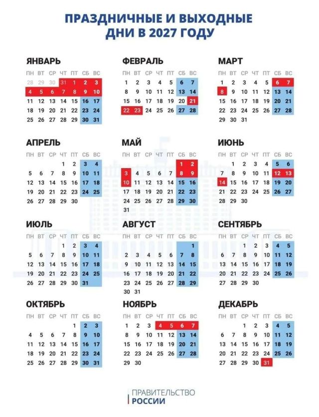 Новогодние каникулы в России продлятся 11 дней! 