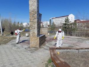 МУП «Жилкомсервис» продолжает дезинфекцию общественных пространств