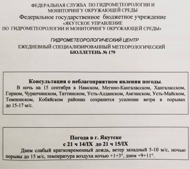 Погода: ночью в Якутии порывы ветра усилятся!