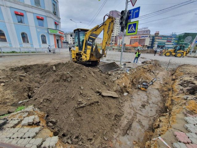 Продолжается реконструкция проспекта Ленина в Якутске