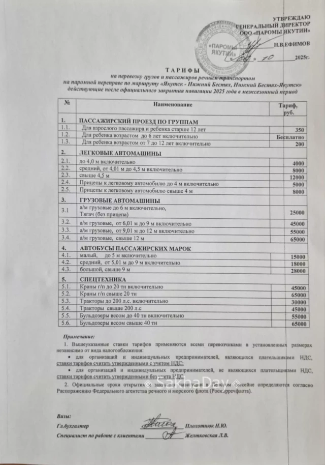 В разы повысятся тарифы на перевозку грузов и пассажиров на паромной переправе «Якутск-Нижний Бестях»