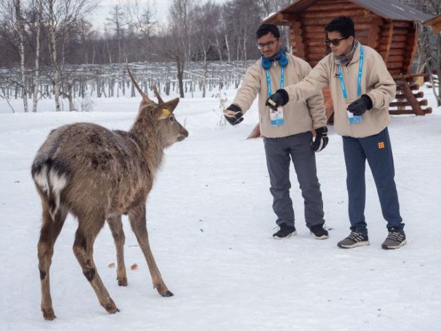 Участники игр «Дети Азии» увидели на Сахалине пятнистых оленей и якутских лошадей