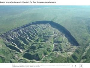 Reuters о самом большом кратере вечной мерзлоты в мире, расположенном в Якутии 