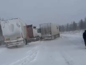 Десятки фур стали заложниками непогоды