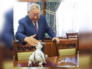 Егору Борисову показали японского щенка-робота