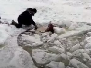 В Якутии автомобиль с пассажирами провалился под лед на реке Лене