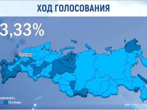 К 20:00 по мск очная явка на выборах президента России составила 73,33%