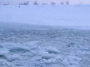 На переправе Хатассы — Павловск микроавтобус застрял в наледи. Его вытащили спасатели
