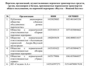 Утвержден список легальных паромщиков