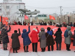 Якутск достойно встретил копию Знамени Победы