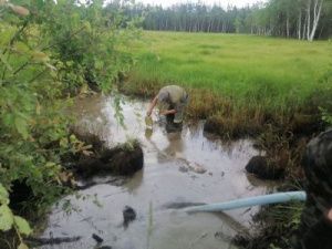 В Сунтарском районе собирают "убежавшие" нефтепродукты и во всем винят дожди