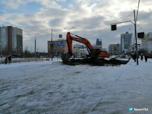 Фото дня. В Якутске на проспекте Ленина вырубили деревья