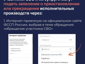 В УФССП объяснили, куда обращаться в связи с расширением гарантий лиц, участвующих в СВО