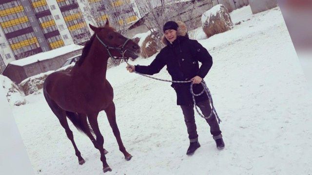 Фотофакт: боксер Василий Егоров получил в подарок чистокровного жеребца