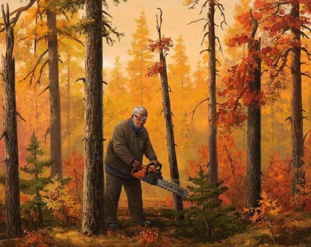 Добропорядочный пенсионер из Верхневилюйска стал общественно опасным после того, как срубил в лесу семь деревьев