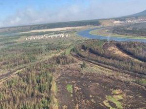 АГиП: обстановка с лесным пожаром возле поселка Батагай стабилизирована