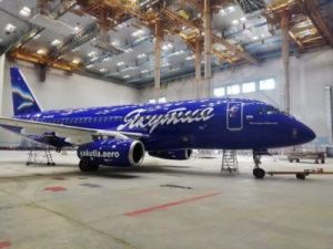 Самолет SSJ-100 «Василий Манчаары» на Международном авиафоруме