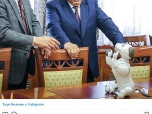 Егору Борисову показали японского щенка-робота